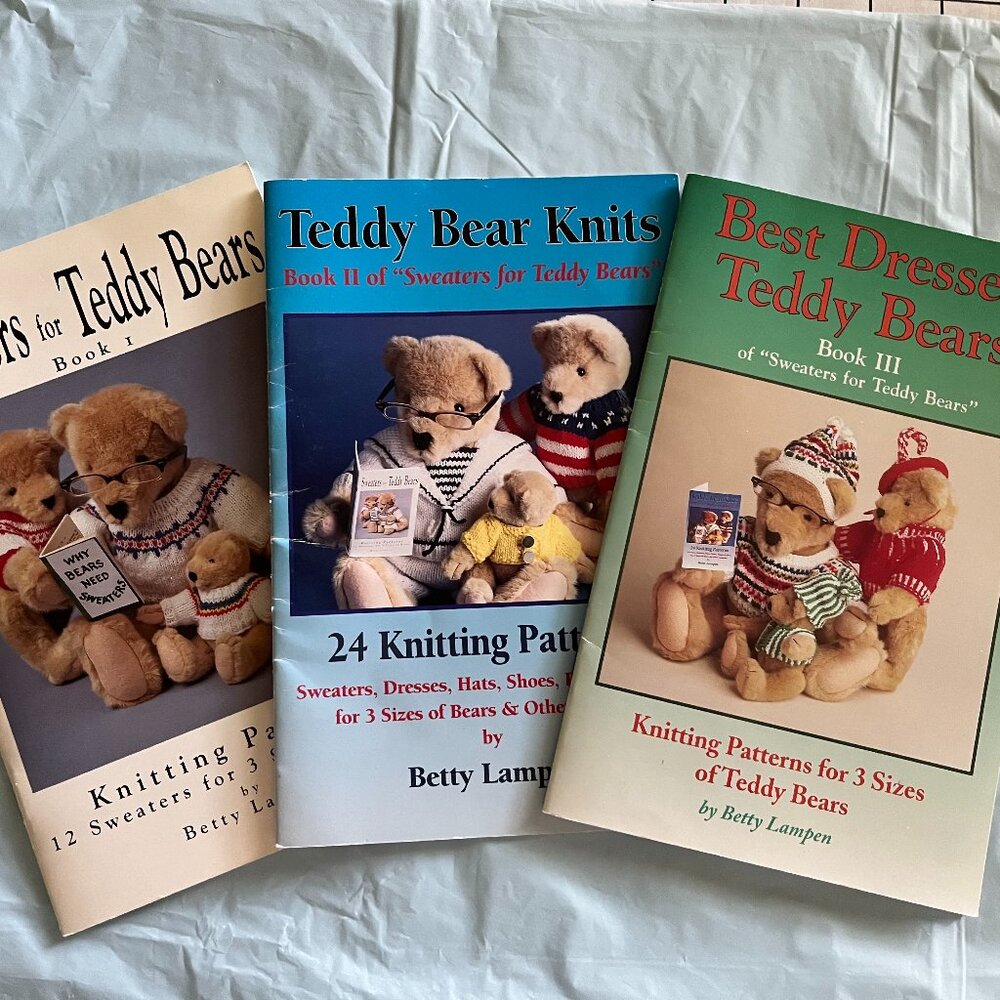 Set of Three Knitting Sweaters for Teddy Bears Pattern Books by Betty Lampen